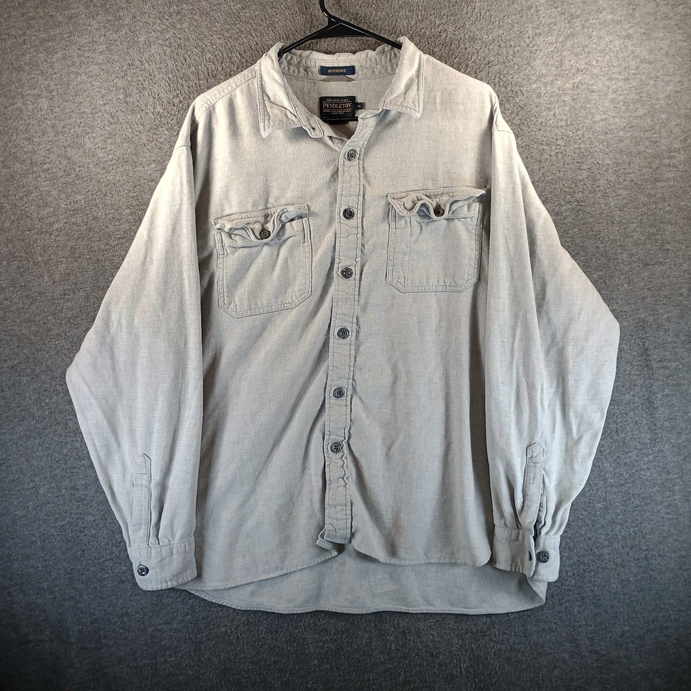 Pendleton Burnside Flannel Shirt Men 2XL Gray Cotton Pocket Button Up XXL
